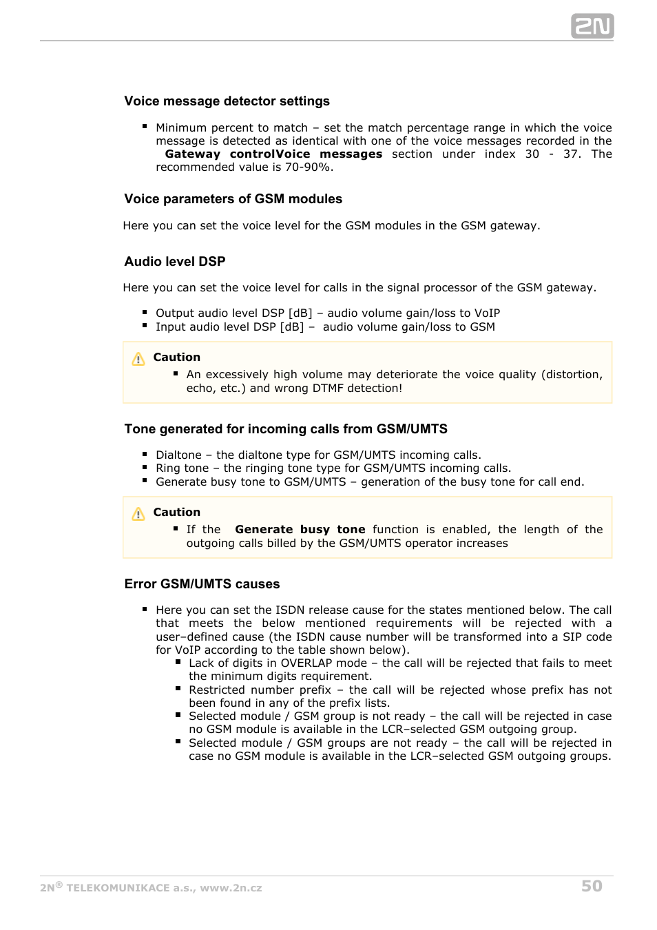 2N VoiceBlue MAX v1.5 User Manual | Page 50 / 109