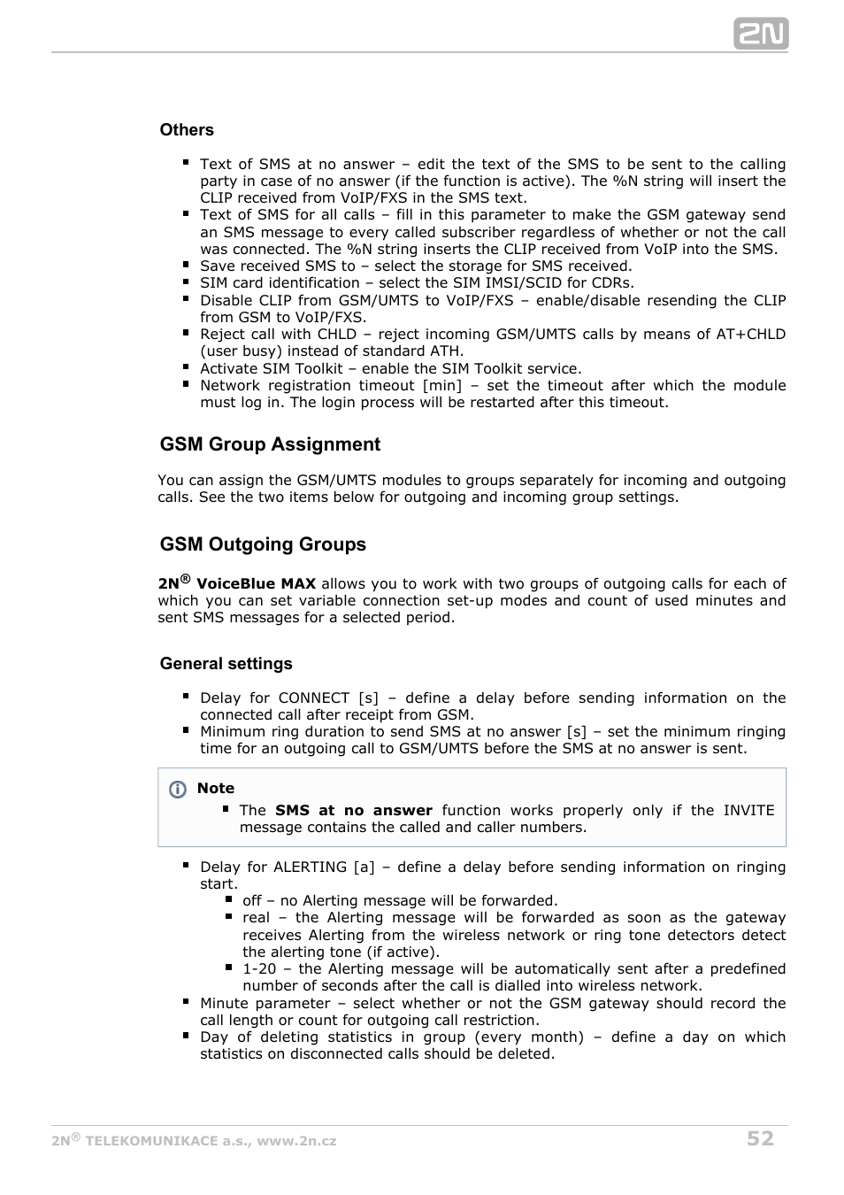 Gsm group assignment, Gsm outgoing groups | 2N VoiceBlue MAX v1.5 User Manual | Page 52 / 109