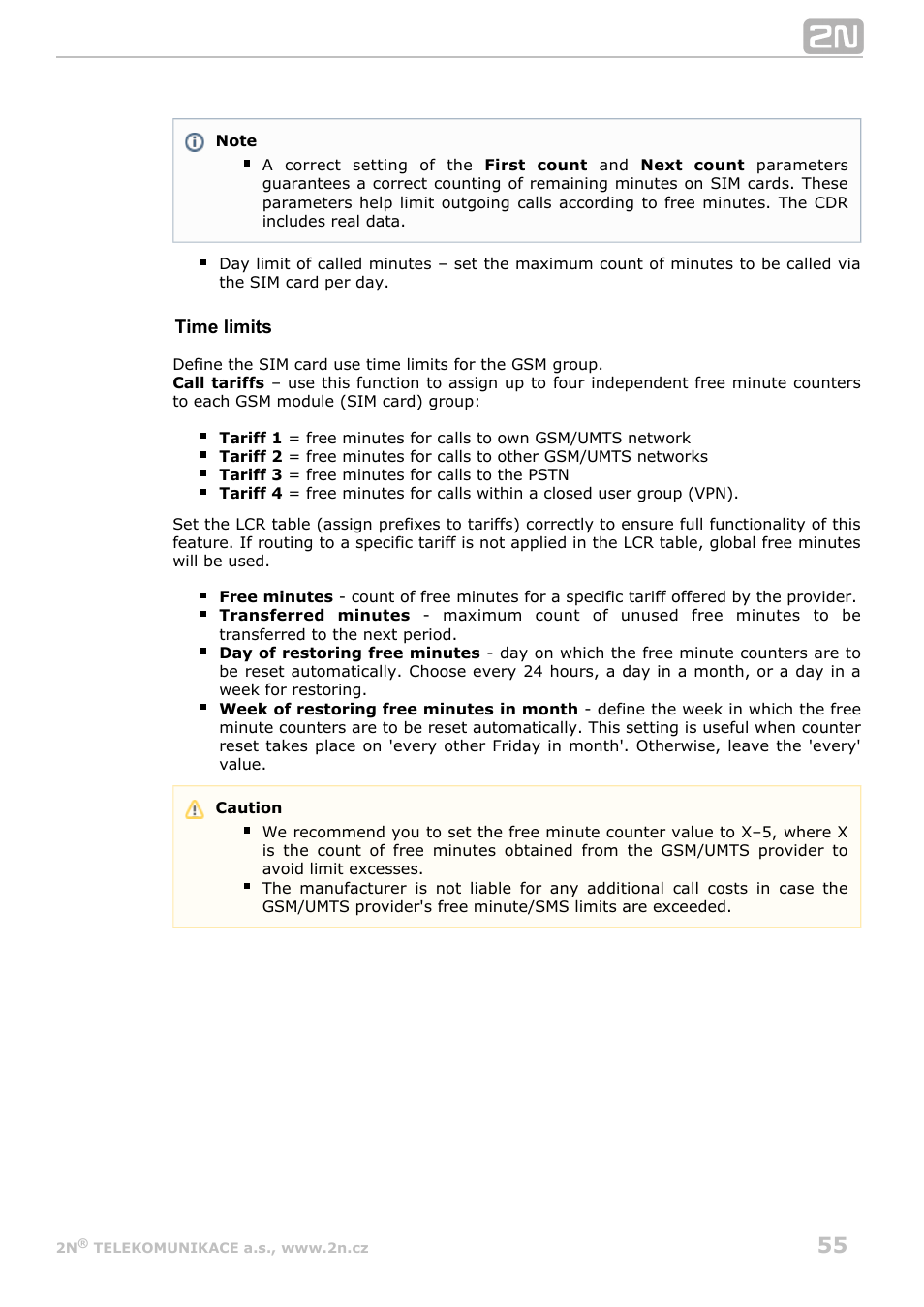2N VoiceBlue MAX v1.5 User Manual | Page 55 / 109