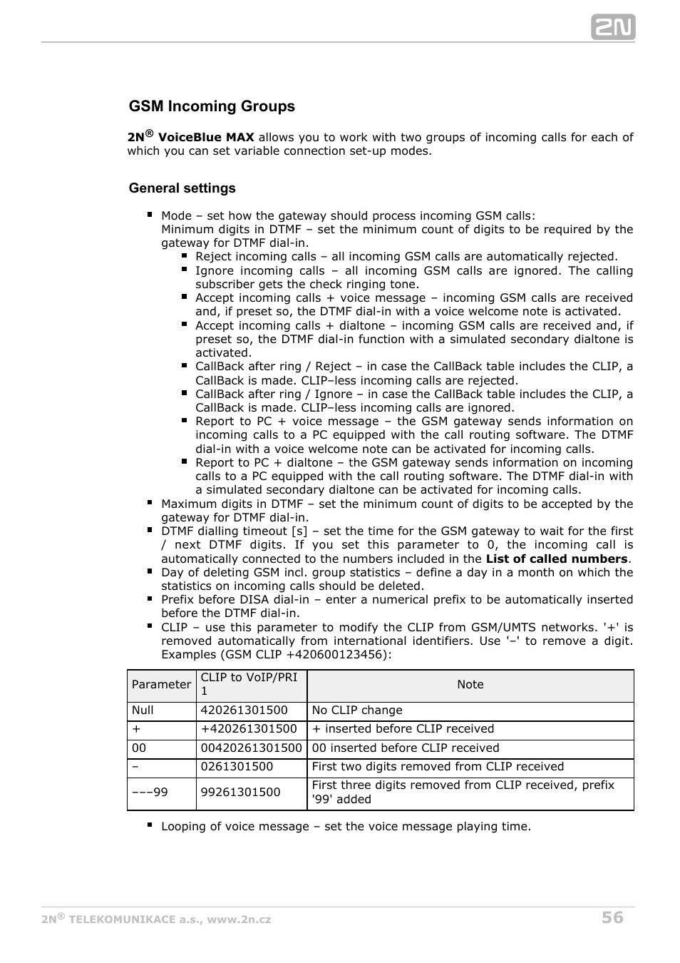 Gsm incoming groups | 2N VoiceBlue MAX v1.5 User Manual | Page 56 / 109