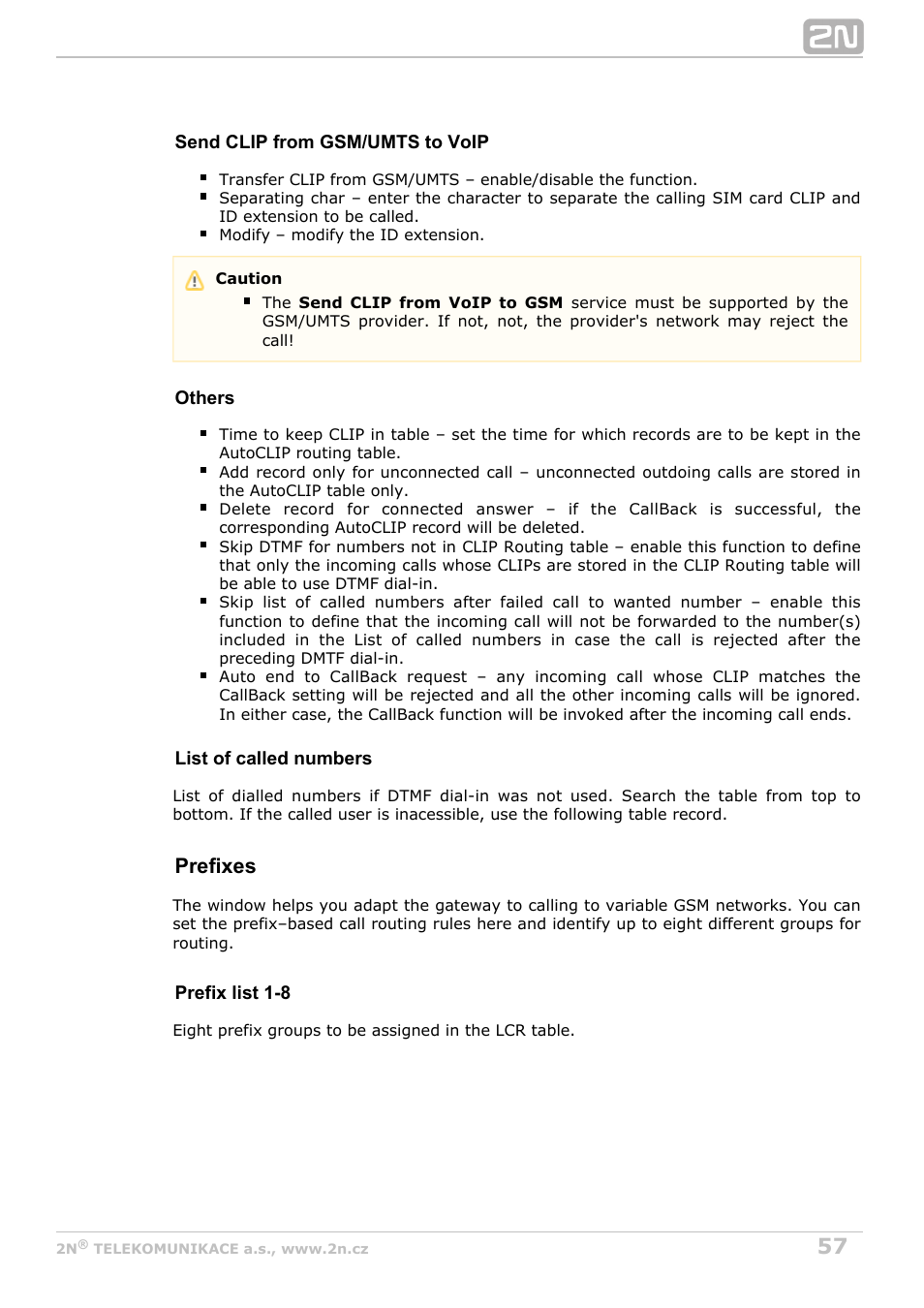 Prefixes | 2N VoiceBlue MAX v1.5 User Manual | Page 57 / 109