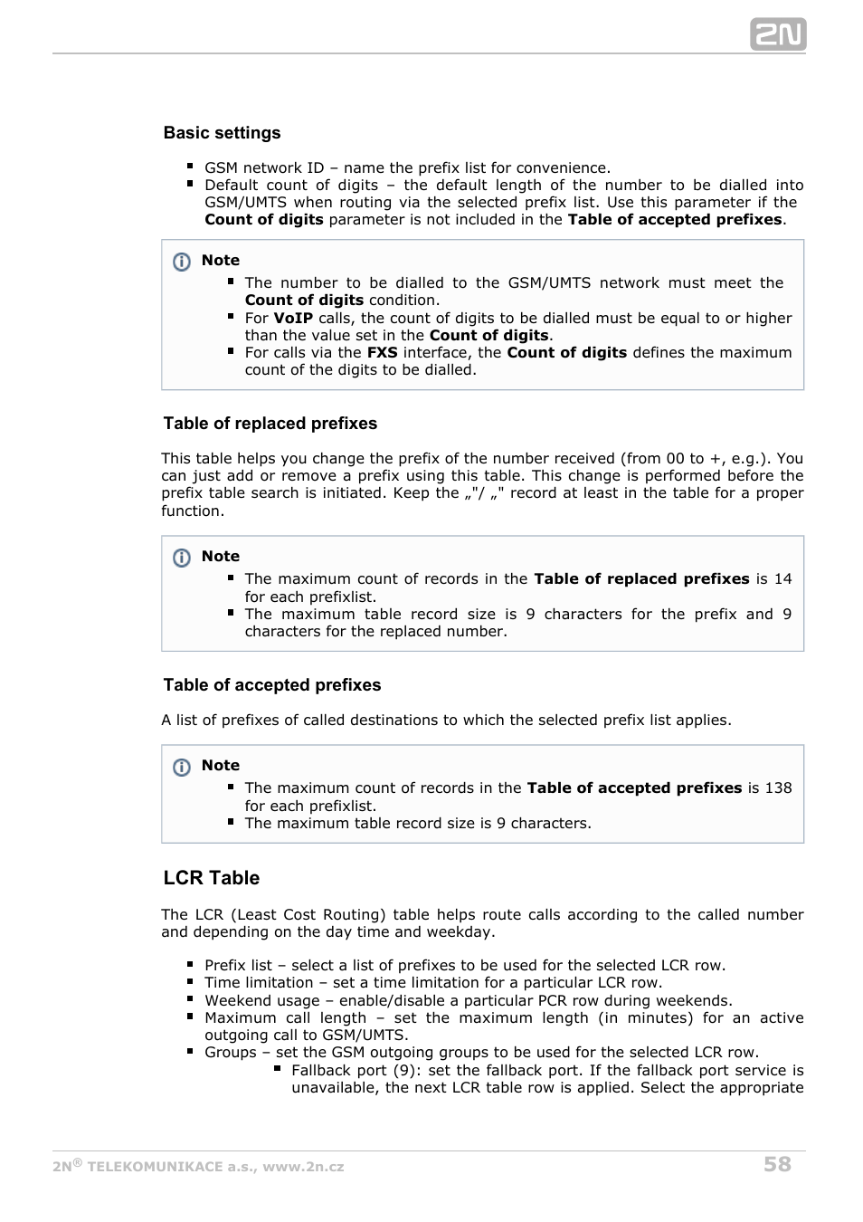 Lcr table | 2N VoiceBlue MAX v1.5 User Manual | Page 58 / 109