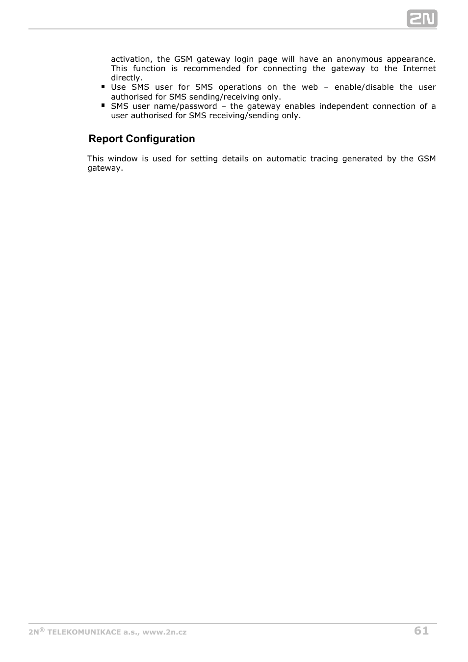 Report configuration | 2N VoiceBlue MAX v1.5 User Manual | Page 61 / 109