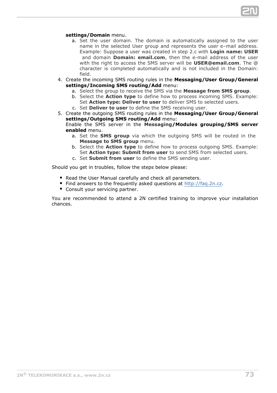 2N VoiceBlue MAX v1.5 User Manual | Page 73 / 109