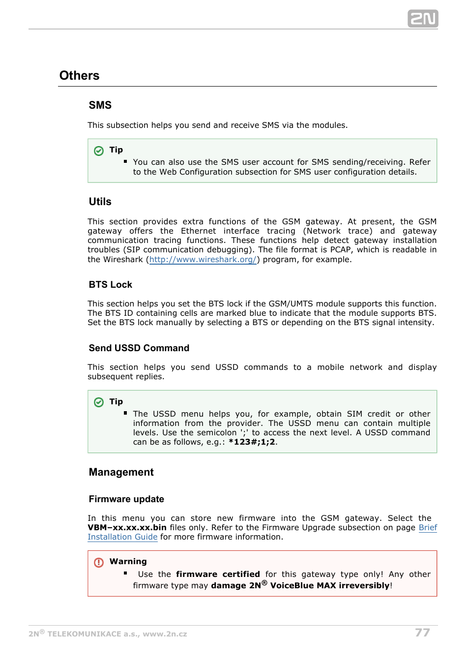 Others, Utils, Management | 2N VoiceBlue MAX v1.5 User Manual | Page 77 / 109
