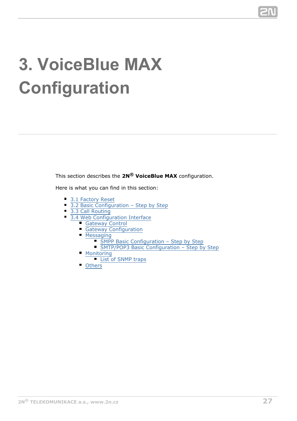 Voiceblue max configuration | 2N VoiceBlue MAX v1.4 User Manual | Page 27 / 109