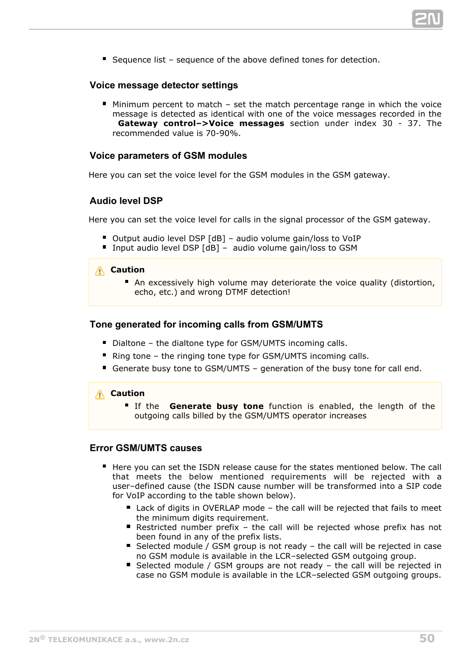 2N VoiceBlue MAX v1.4 User Manual | Page 50 / 109