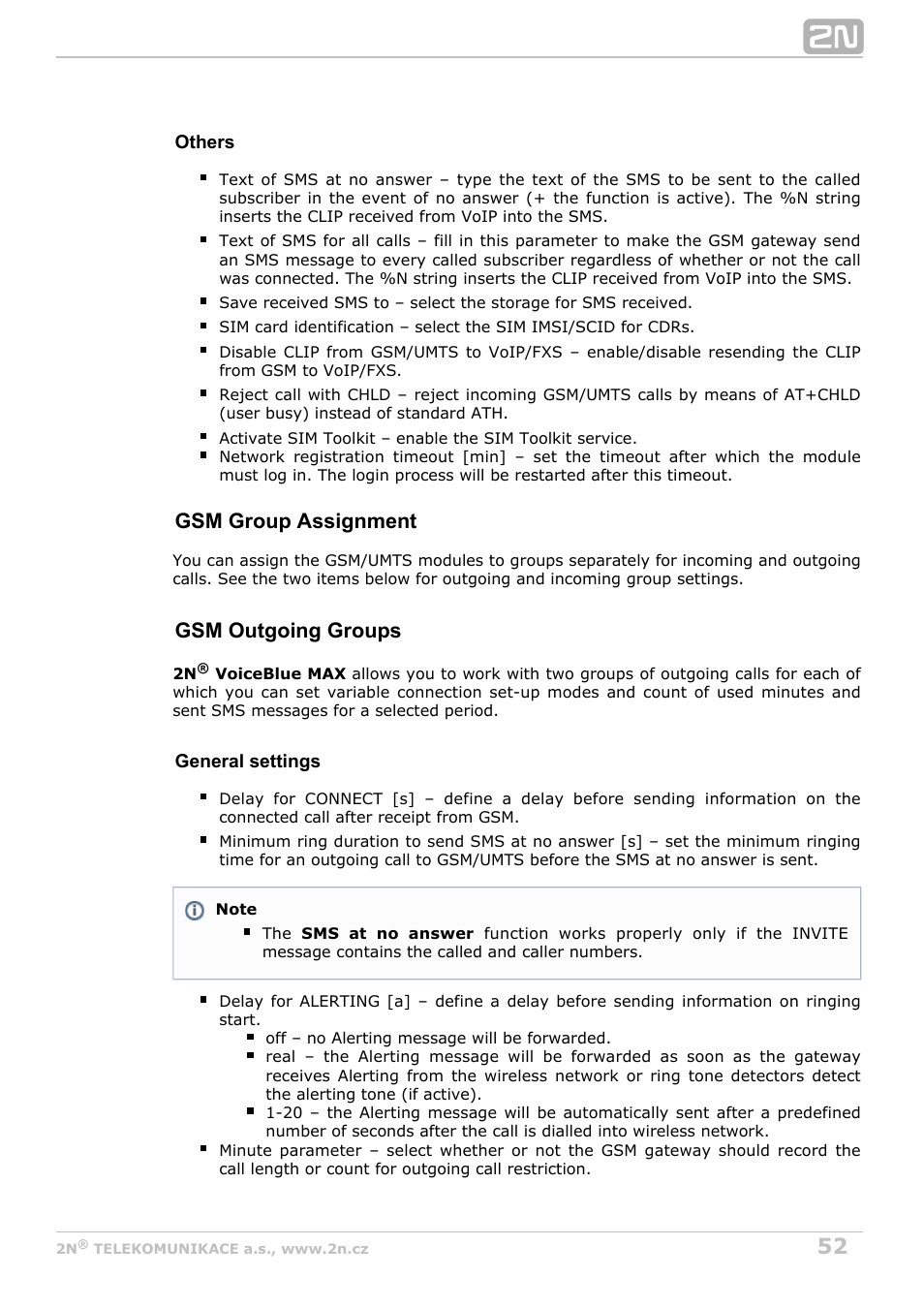 Gsm group assignment, Gsm outgoing groups | 2N VoiceBlue MAX v1.4 User Manual | Page 52 / 109
