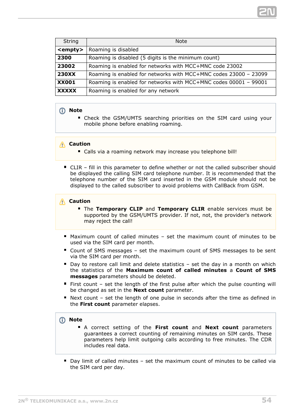 2N VoiceBlue MAX v1.4 User Manual | Page 54 / 109
