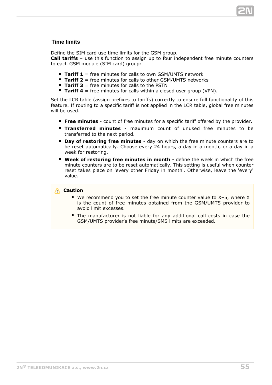 2N VoiceBlue MAX v1.4 User Manual | Page 55 / 109
