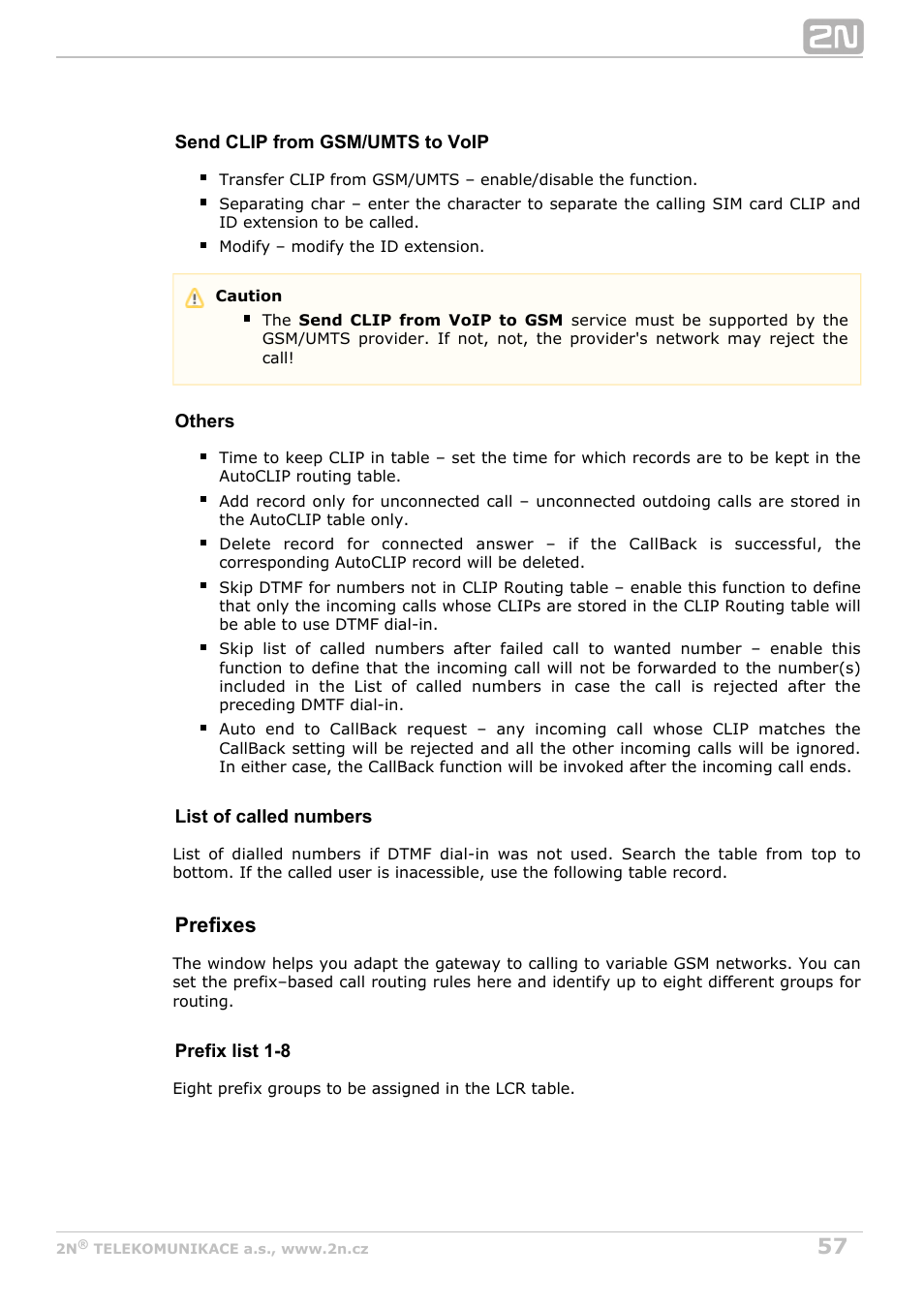 Prefixes | 2N VoiceBlue MAX v1.4 User Manual | Page 57 / 109