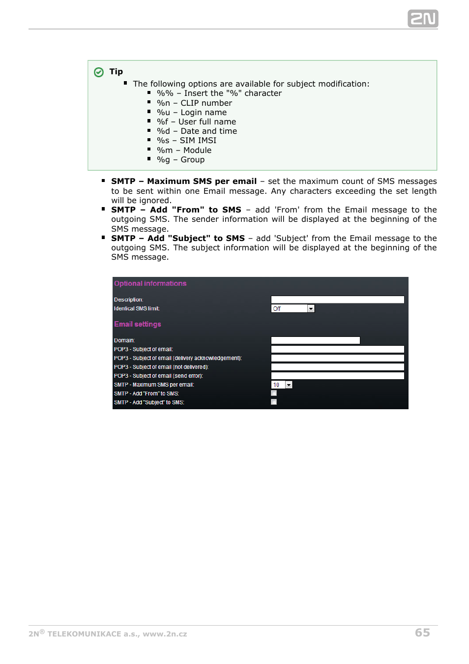 2N VoiceBlue MAX v1.4 User Manual | Page 65 / 109