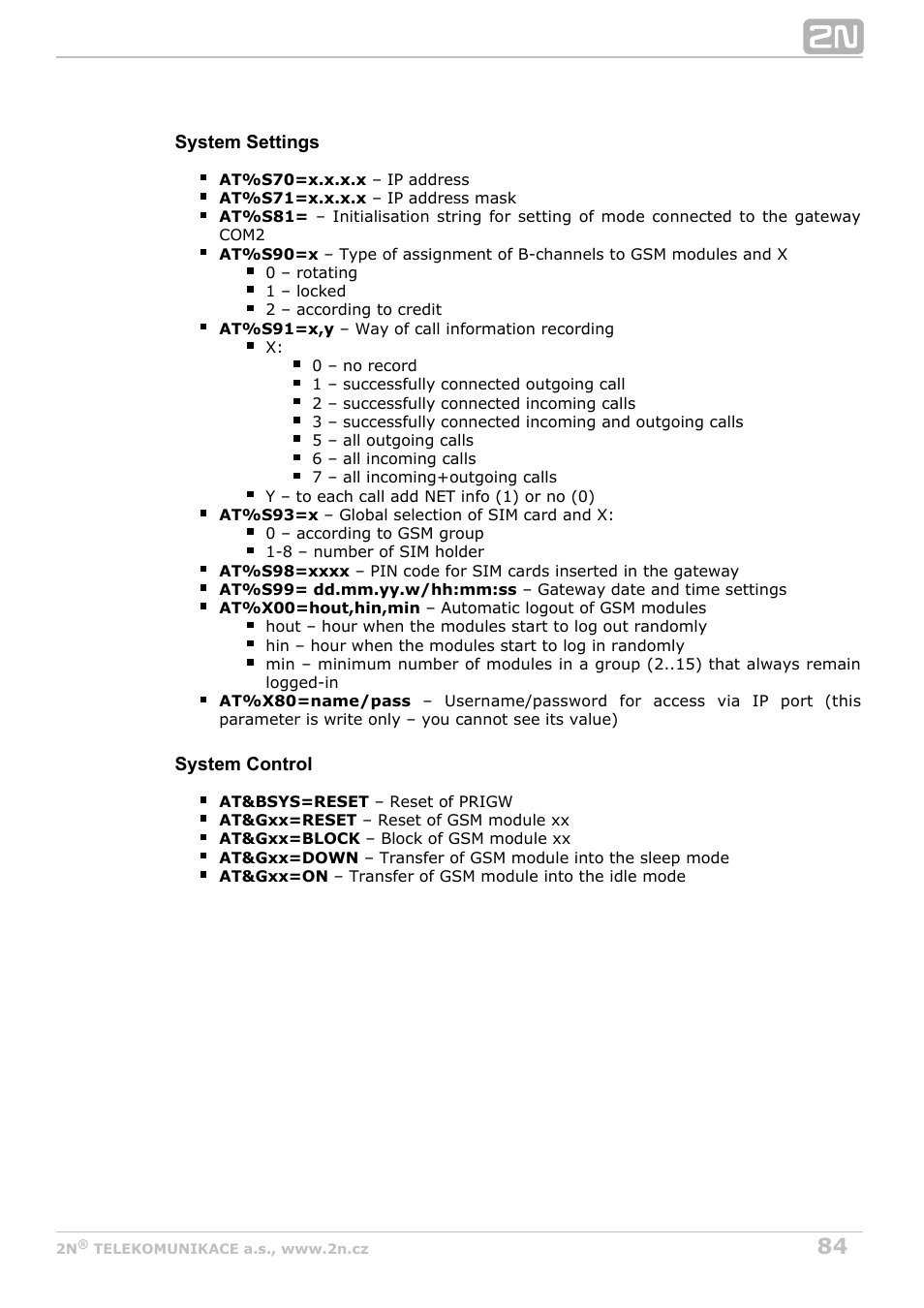 2N VoiceBlue MAX v1.4 User Manual | Page 84 / 109