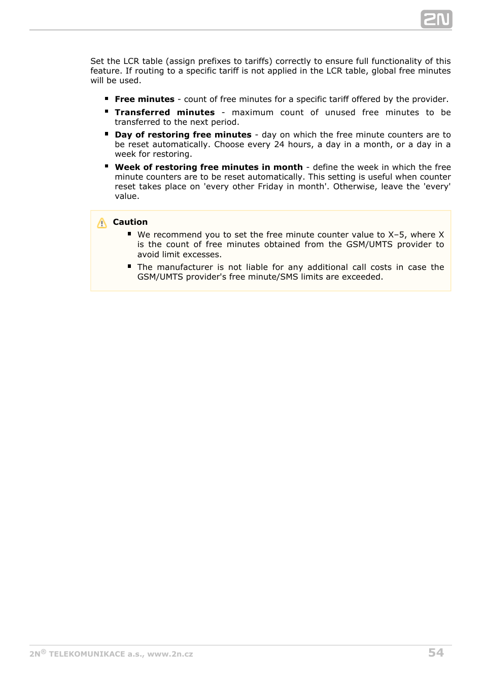 2N VoiceBlue MAX v1.3 User Manual | Page 54 / 107