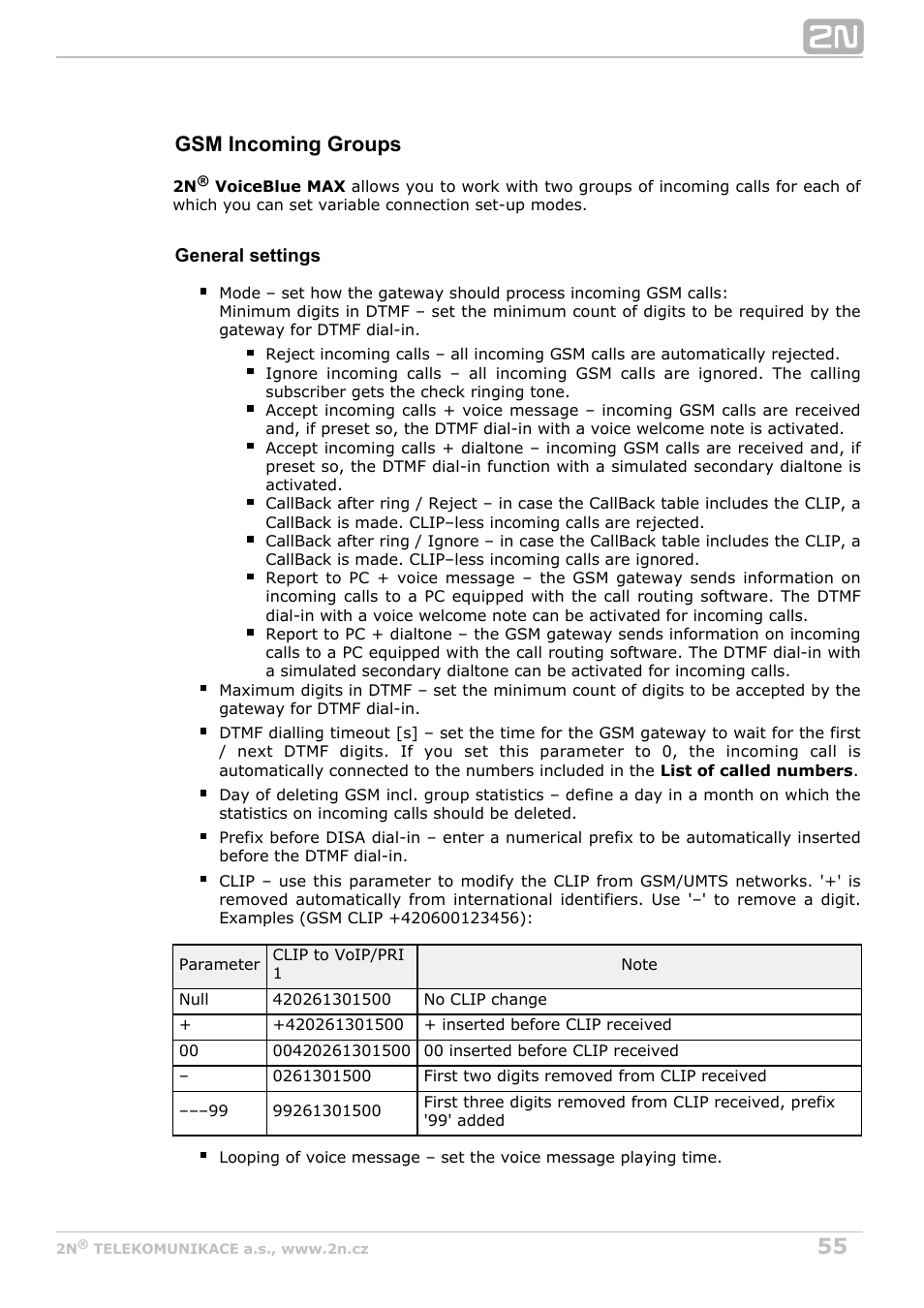Gsm incoming groups | 2N VoiceBlue MAX v1.3 User Manual | Page 55 / 107