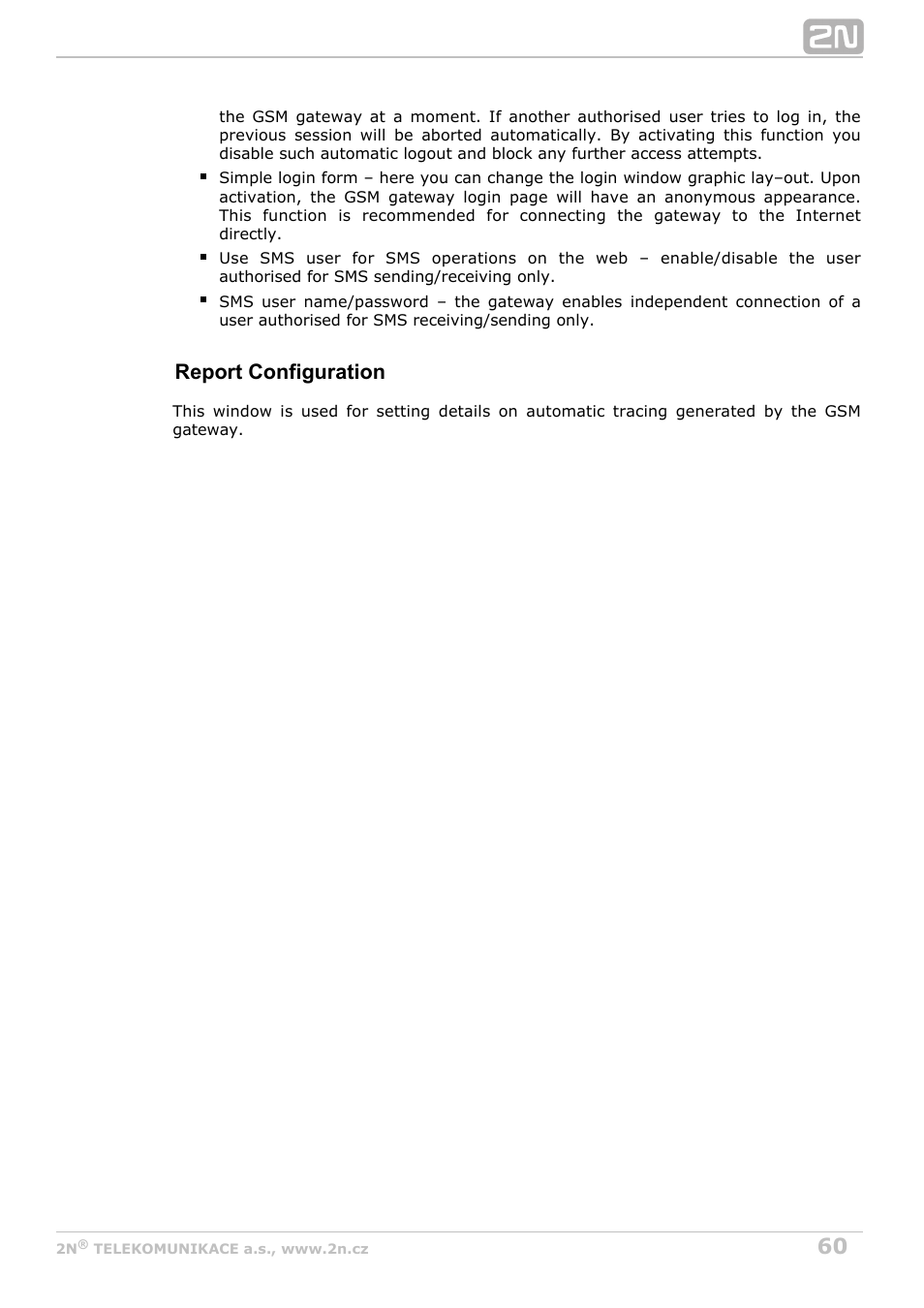 Report configuration | 2N VoiceBlue MAX v1.3 User Manual | Page 60 / 107