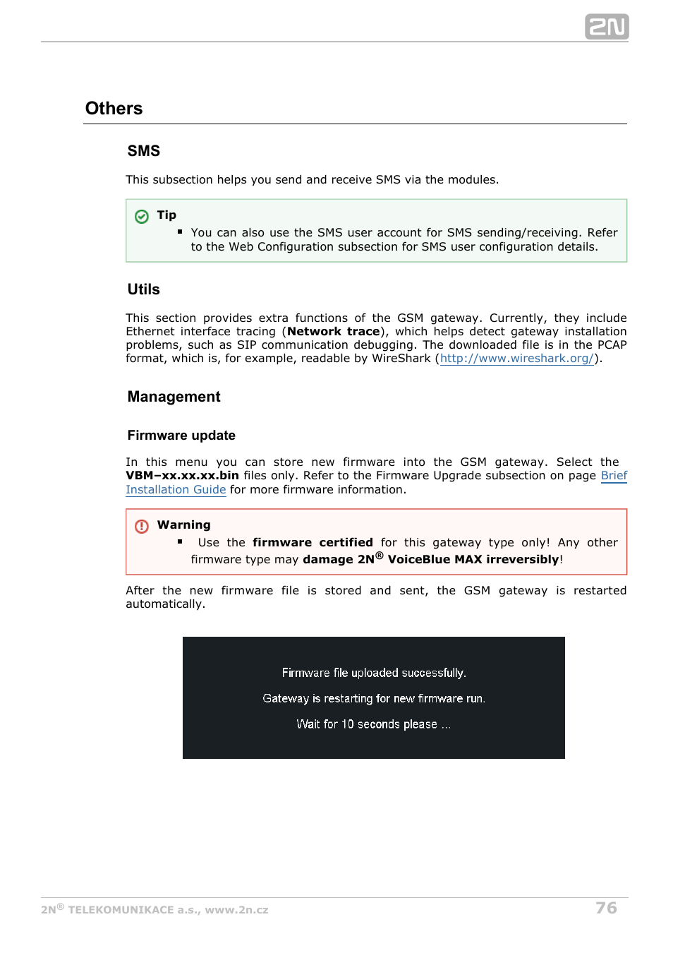Others, Utils, Management | 2N VoiceBlue MAX v1.3 User Manual | Page 76 / 107