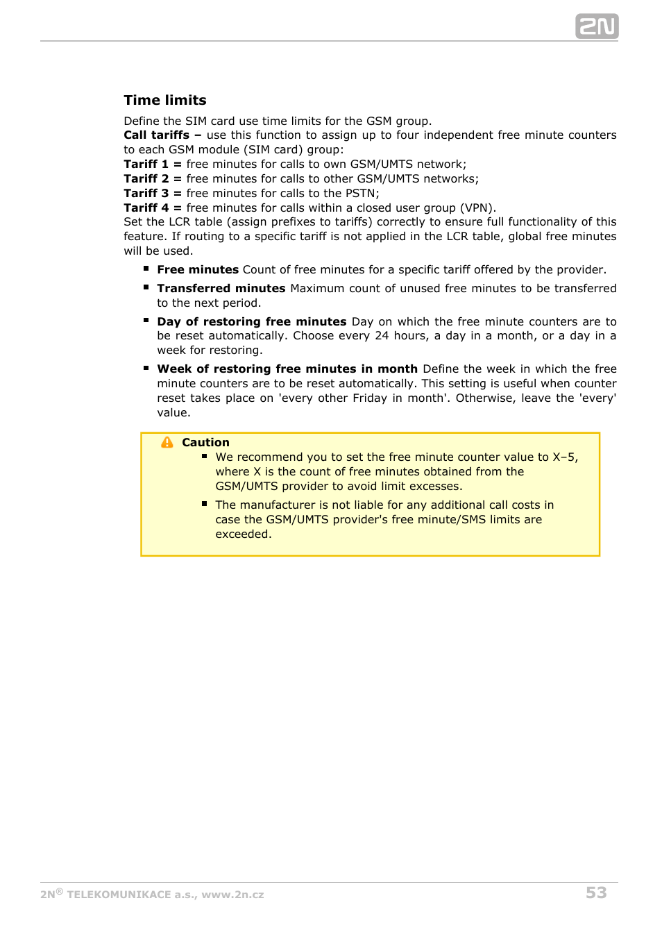 2N VoiceBlue MAX v1.2 User Manual | Page 53 / 111