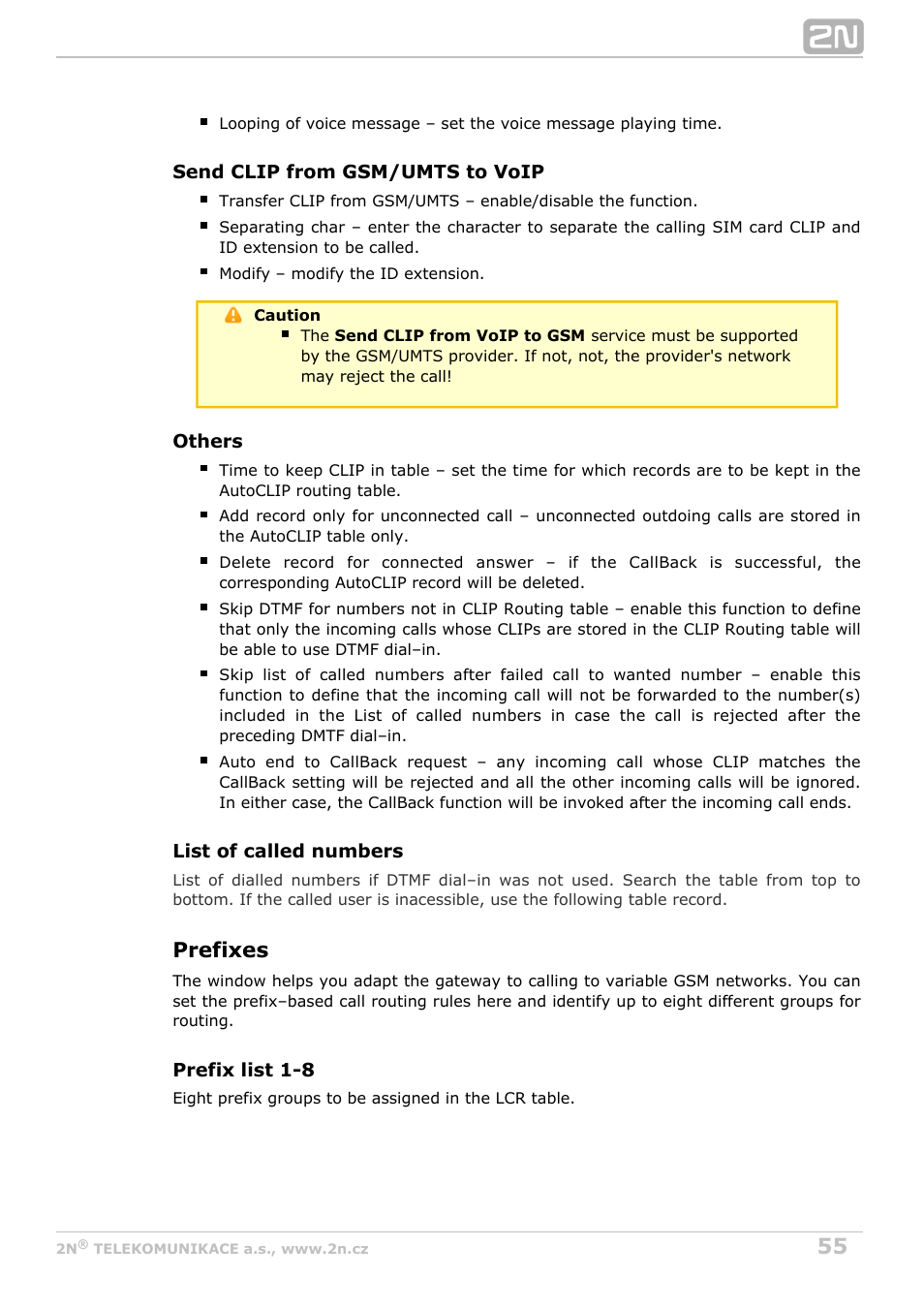 Prefixes | 2N VoiceBlue MAX v1.2 User Manual | Page 55 / 111