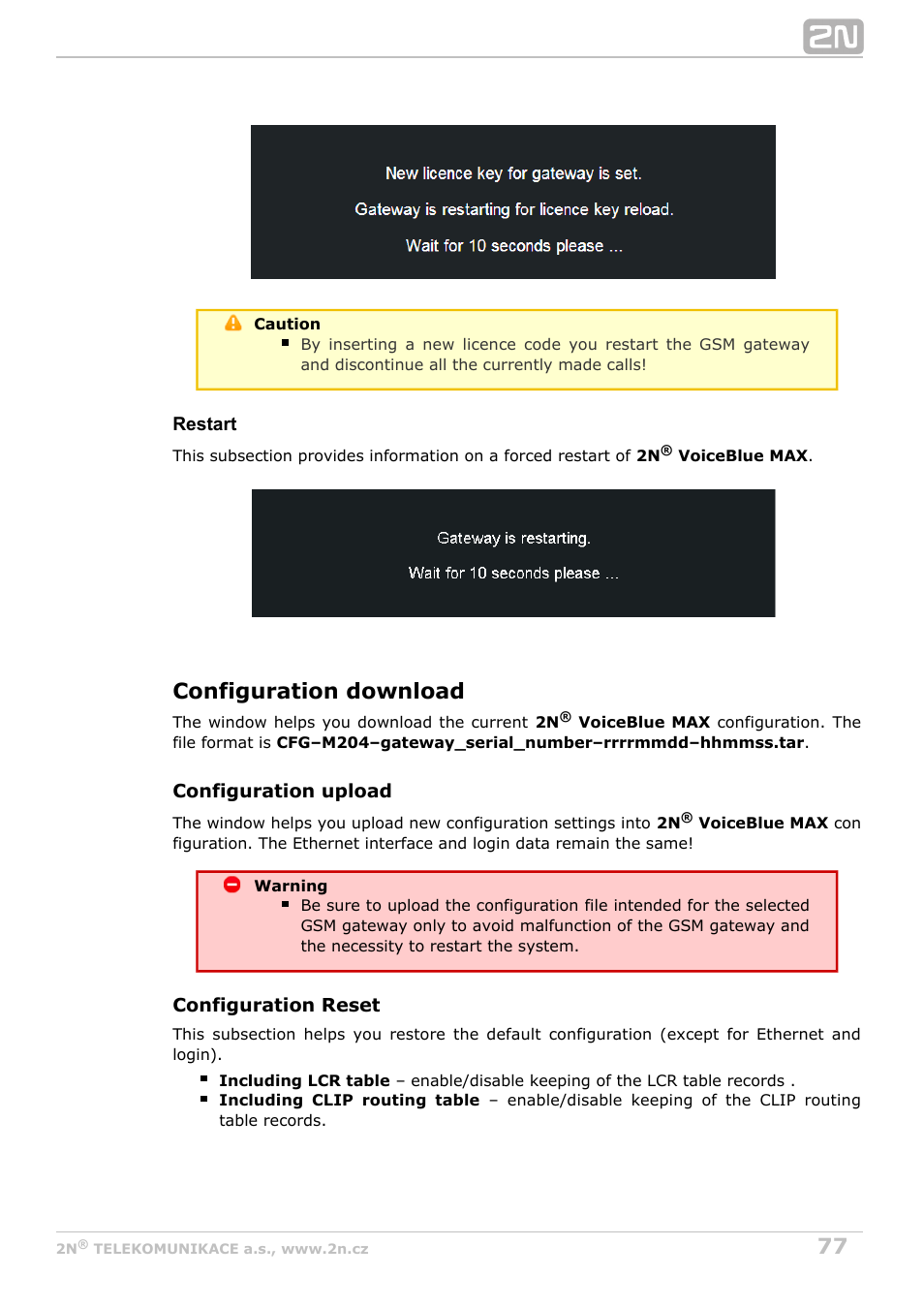 Configuration download | 2N VoiceBlue MAX v1.2 User Manual | Page 77 / 111