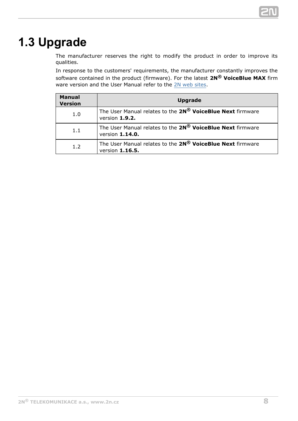 3 upgrade | 2N VoiceBlue MAX v1.2 User Manual | Page 8 / 111