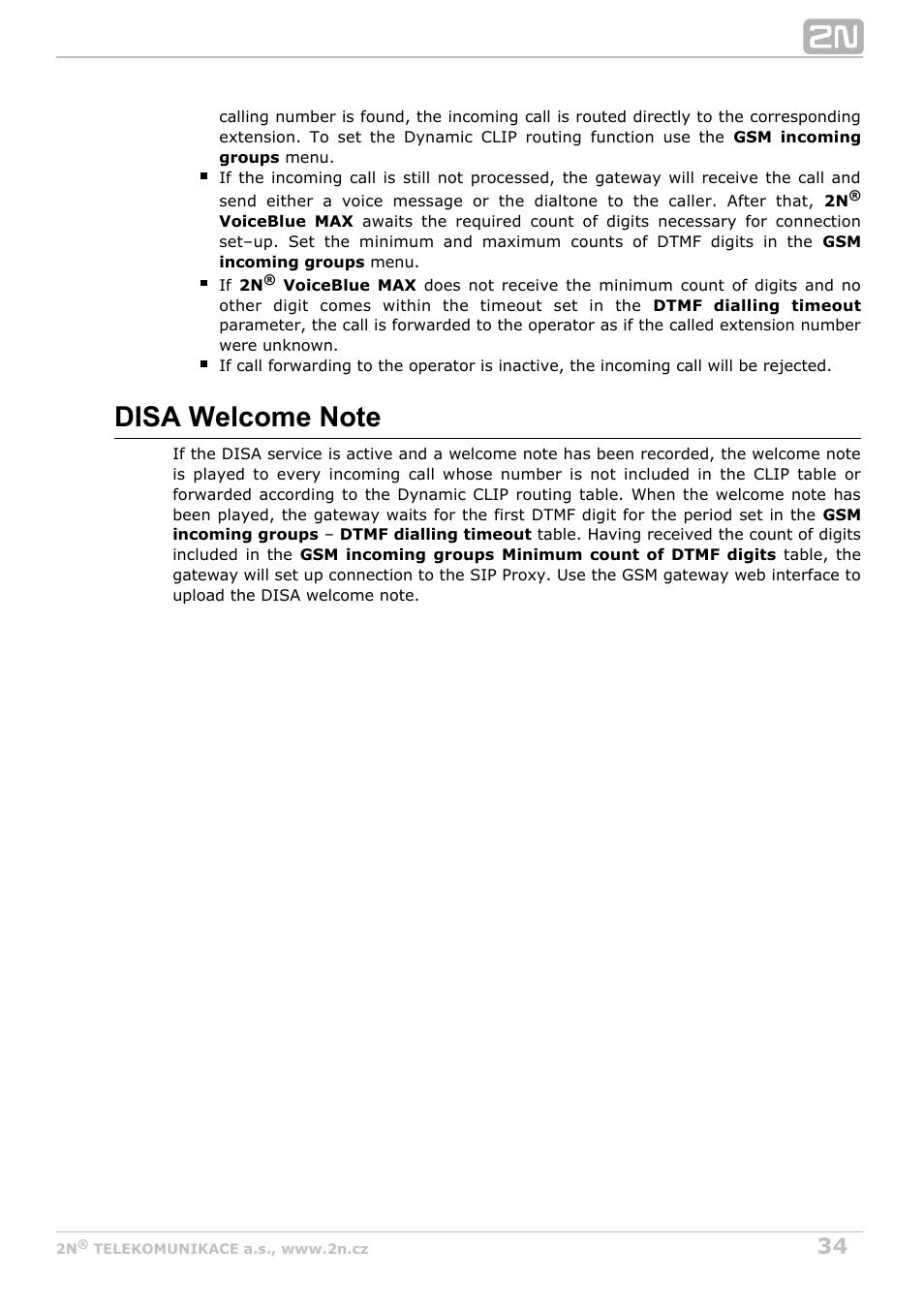 2N VoiceBlue MAX v1.1 User Manual | Page 34 / 104