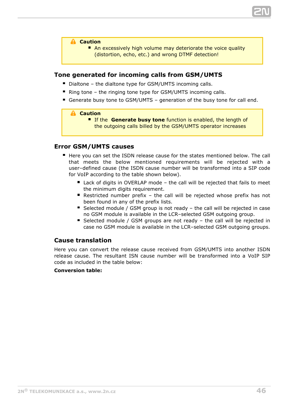 2N VoiceBlue MAX v1.1 User Manual | Page 46 / 104