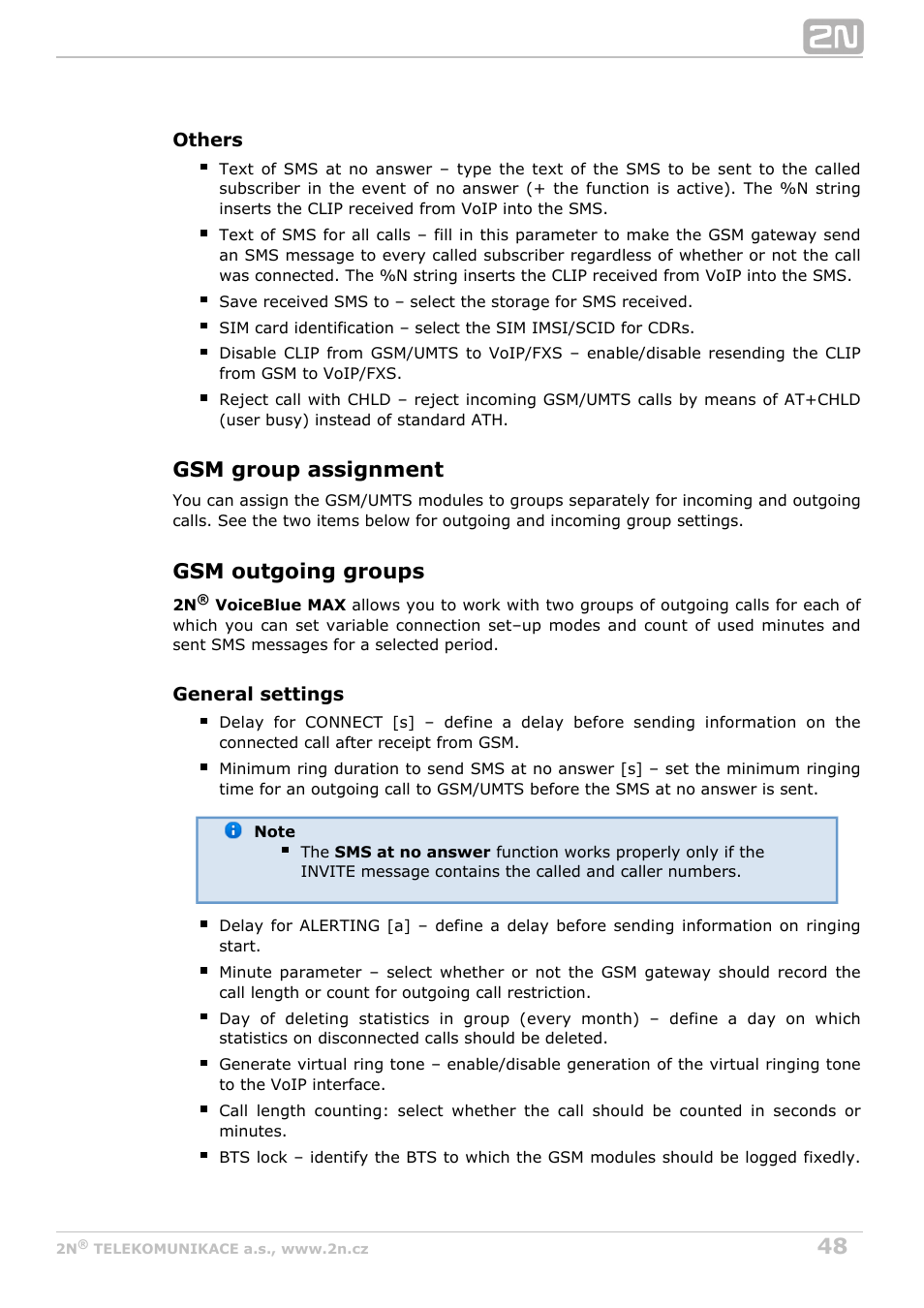 Gsm group assignment, Gsm outgoing groups | 2N VoiceBlue MAX v1.1 User Manual | Page 48 / 104