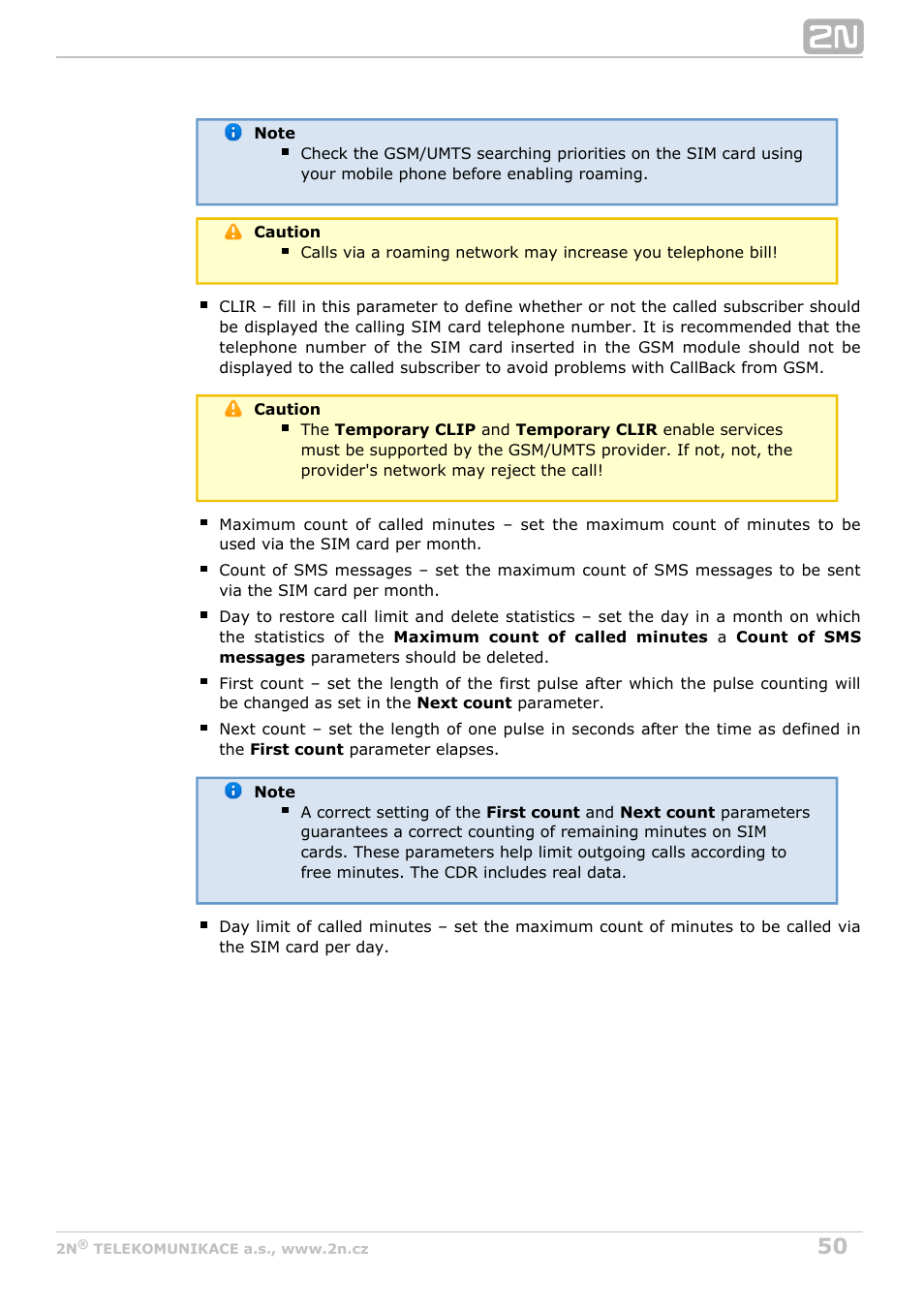 2N VoiceBlue MAX v1.1 User Manual | Page 50 / 104