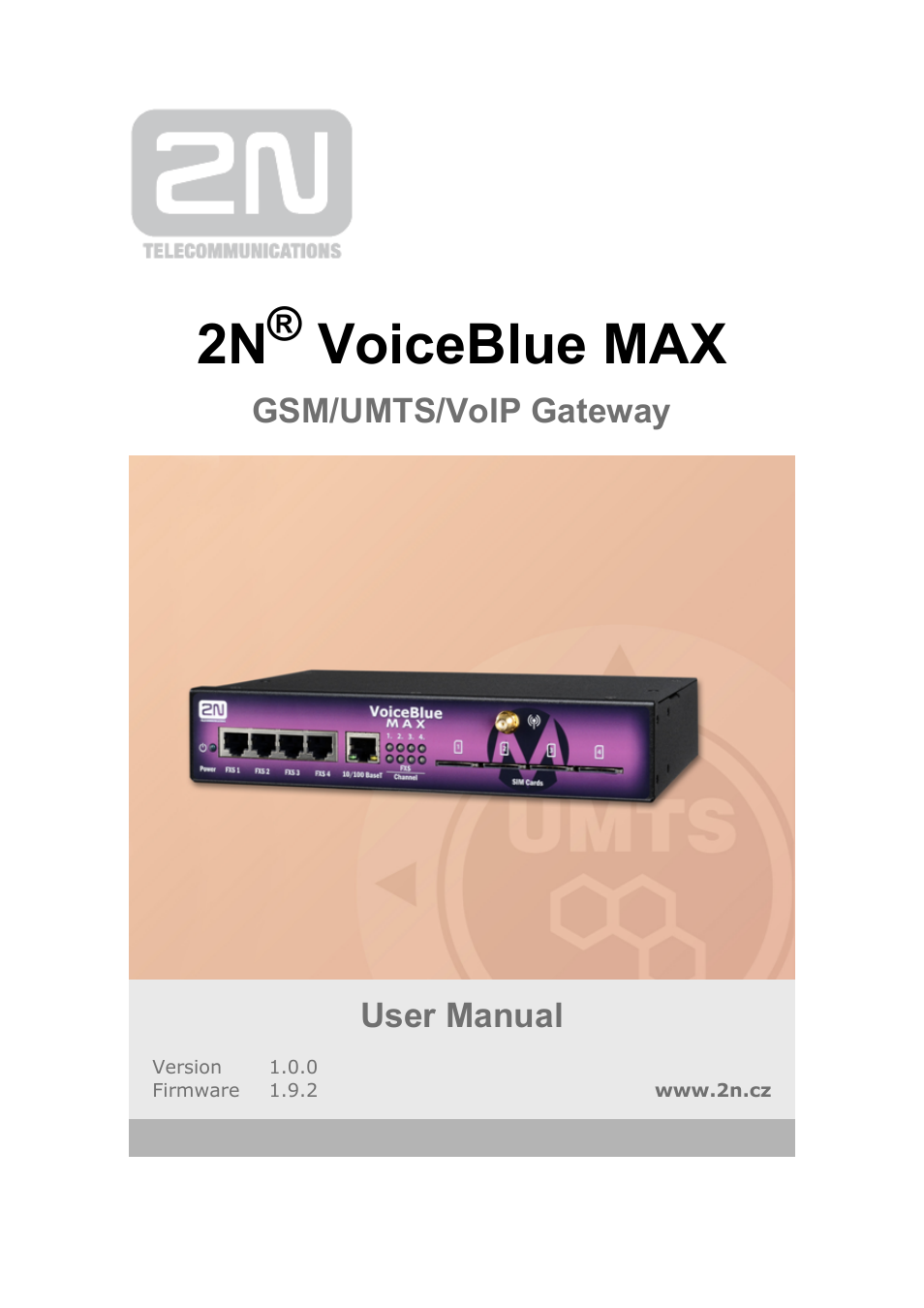 2N VoiceBlue MAX v1.0 User Manual | 89 pages