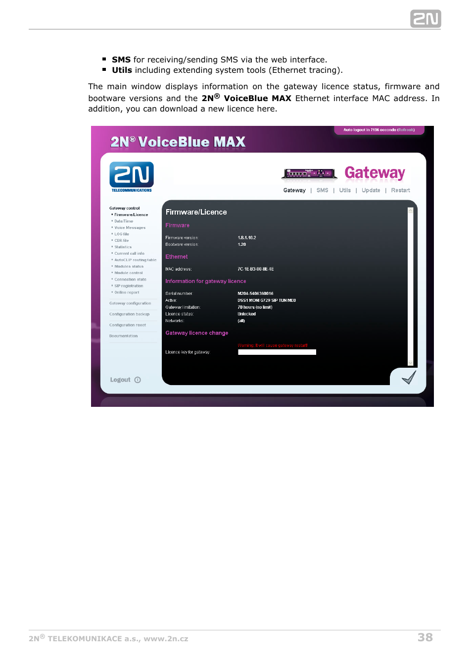 2N VoiceBlue MAX v1.0 User Manual | Page 38 / 89
