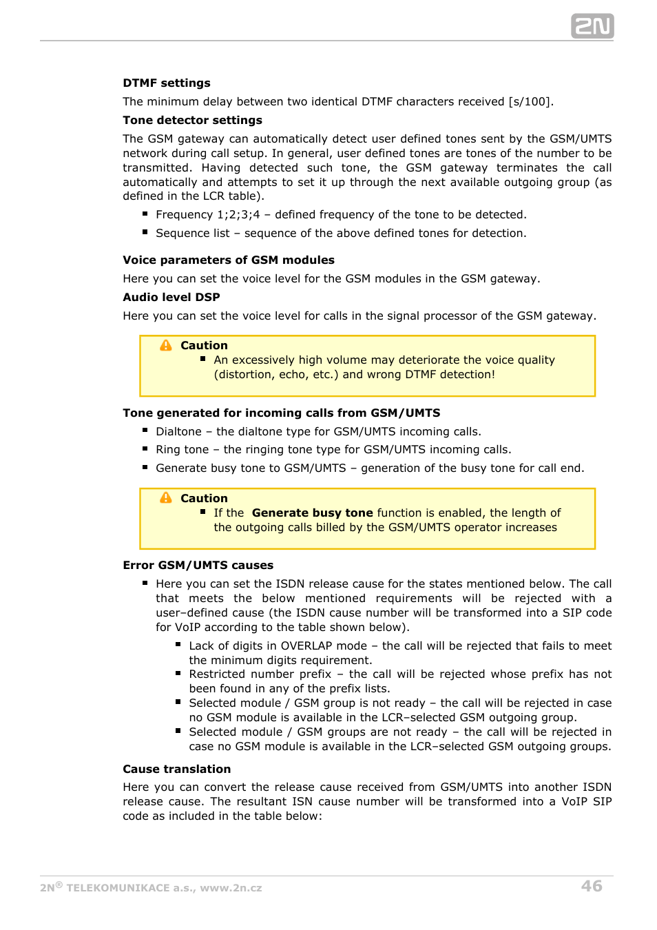 2N VoiceBlue MAX v1.0 User Manual | Page 46 / 89