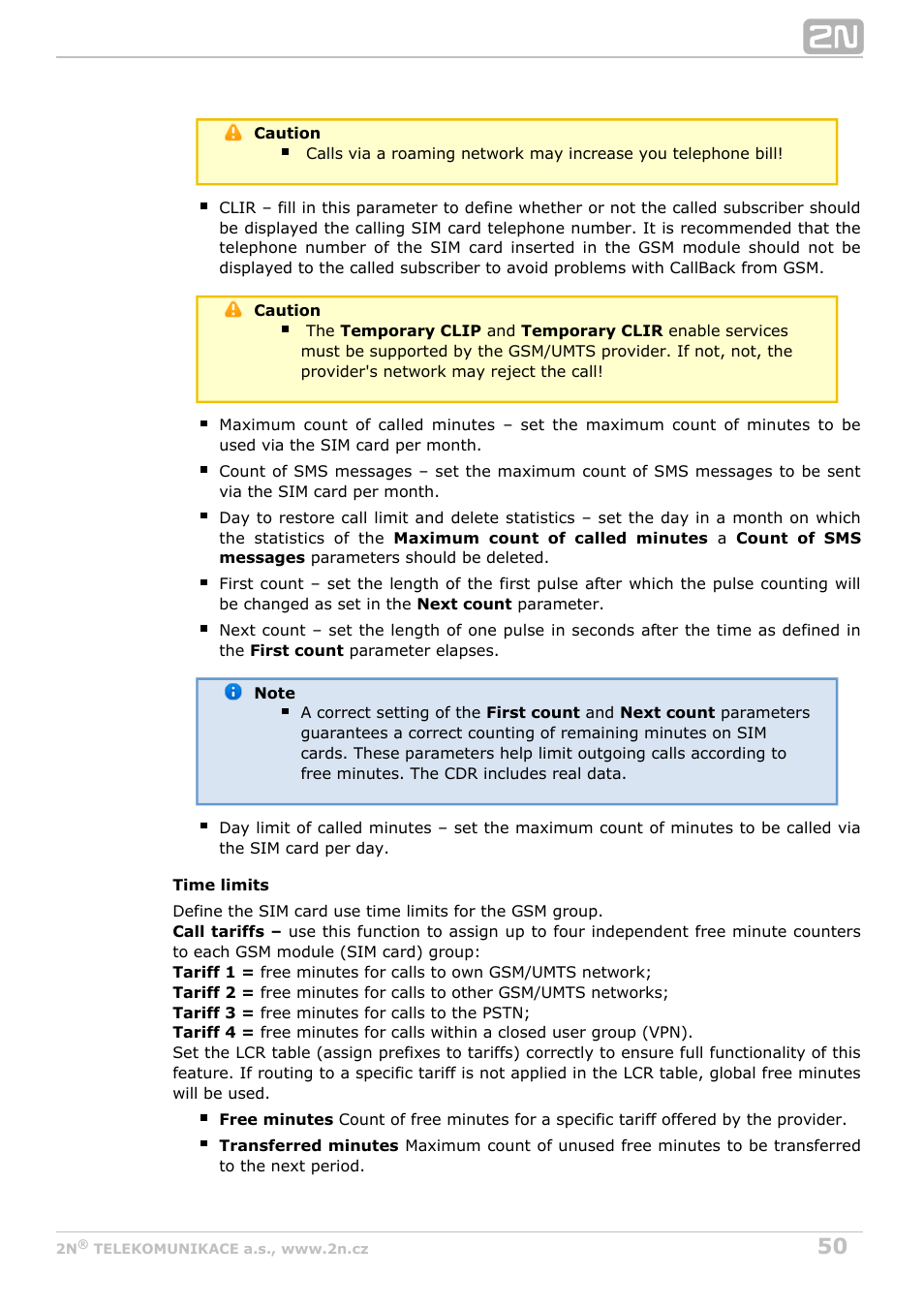 2N VoiceBlue MAX v1.0 User Manual | Page 50 / 89