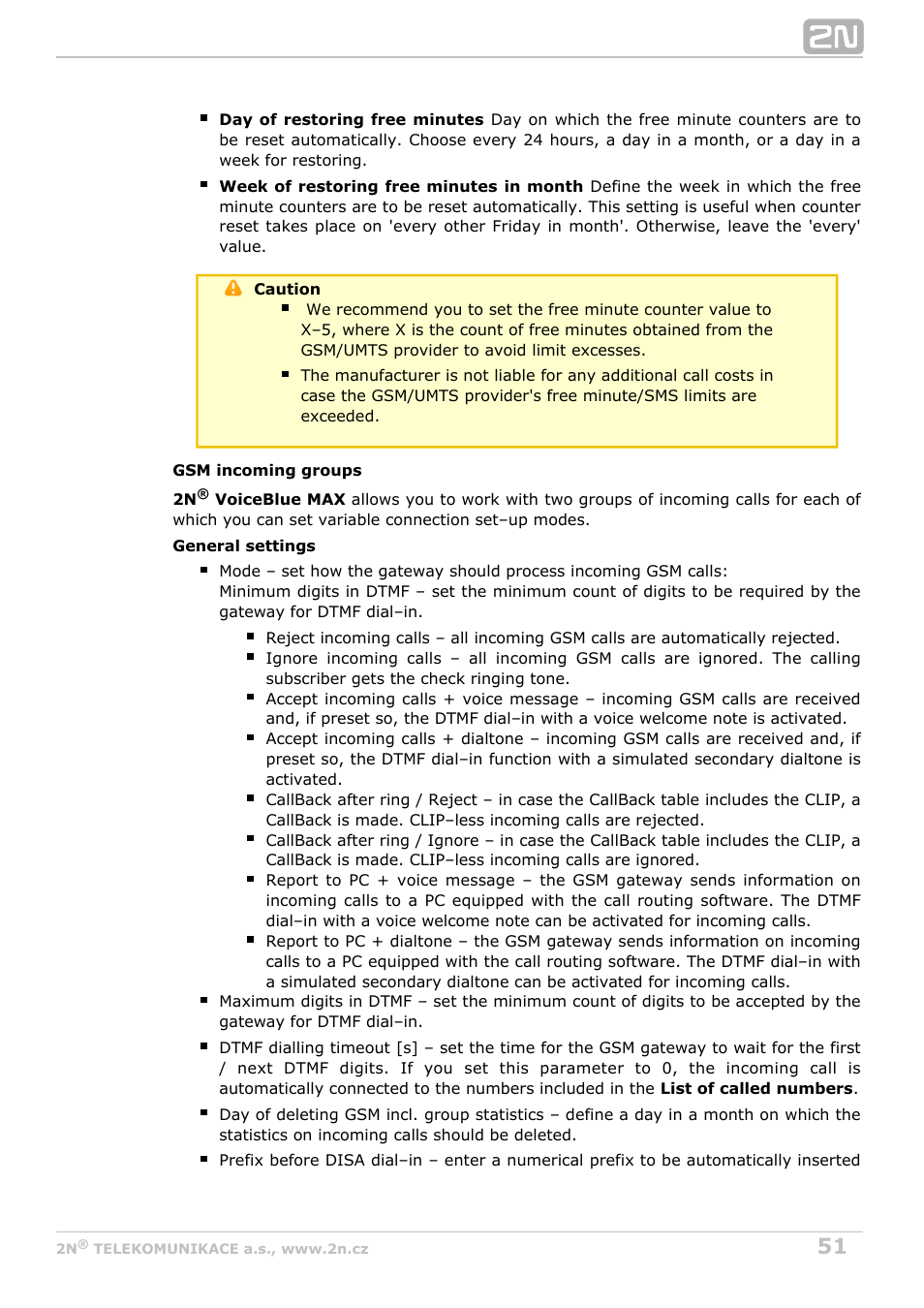 2N VoiceBlue MAX v1.0 User Manual | Page 51 / 89