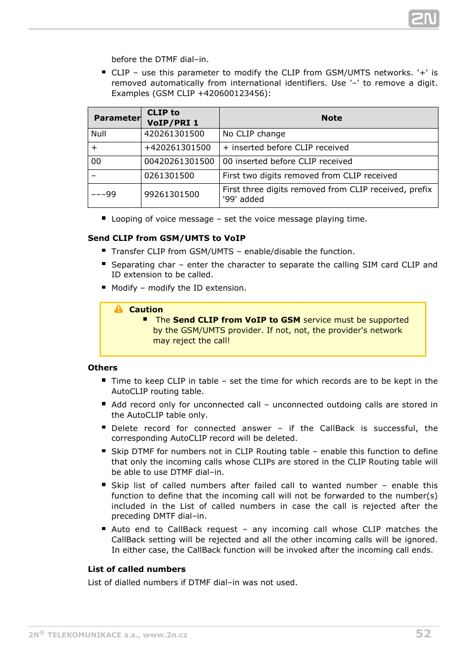 2N VoiceBlue MAX v1.0 User Manual | Page 52 / 89