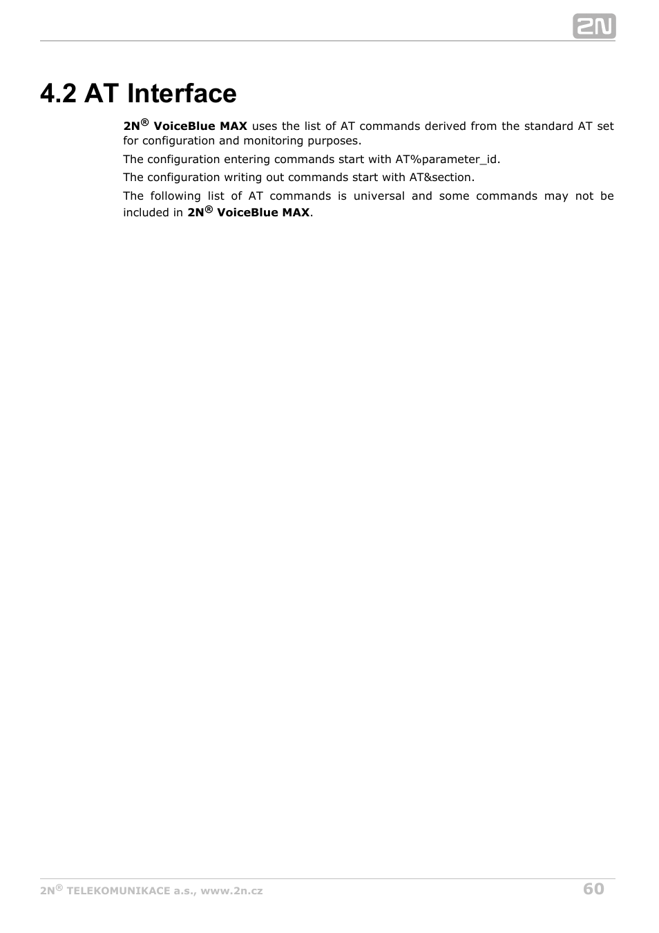 2 at interface, Subs.4.2 | 2N VoiceBlue MAX v1.0 User Manual | Page 60 / 89