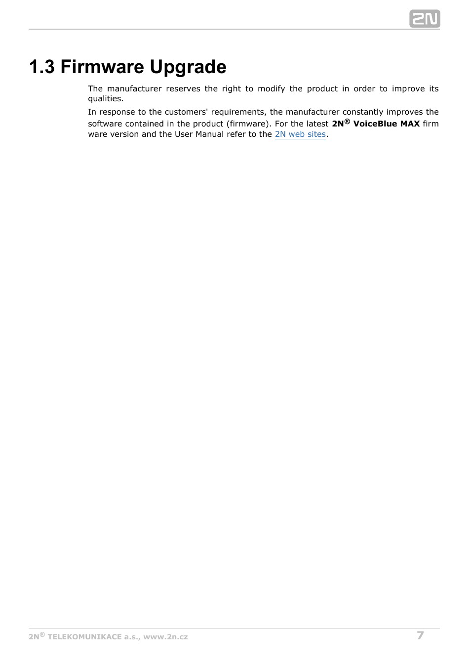 3 firmware upgrade | 2N VoiceBlue MAX v1.0 User Manual | Page 7 / 89