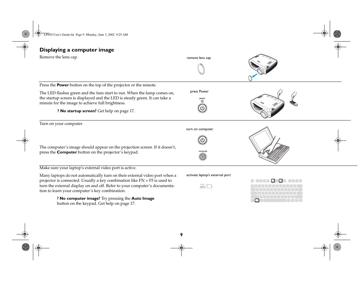 Displaying a computer image | InFocus LP 650 User Manual | Page 10 / 47