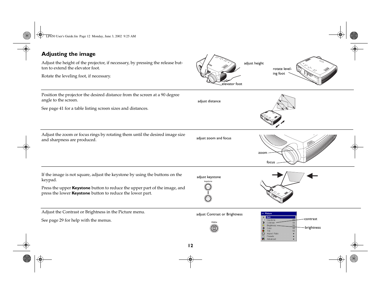 Adjusting the image | InFocus LP 650 User Manual | Page 13 / 47