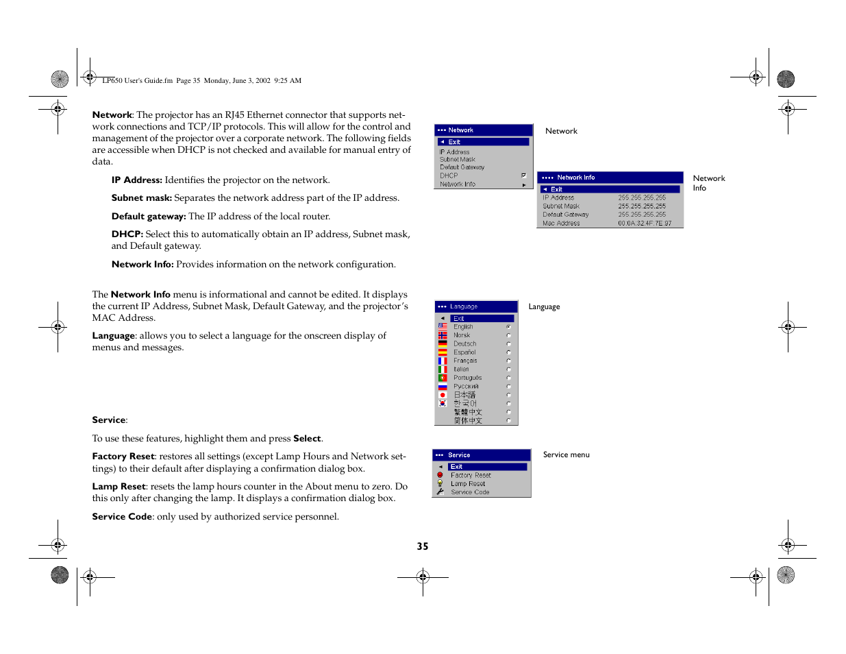 InFocus LP 650 User Manual | Page 36 / 47