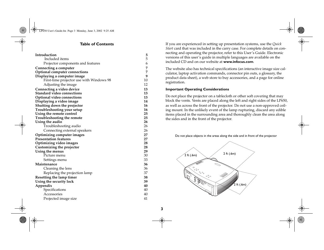 InFocus LP 650 User Manual | Page 4 / 47