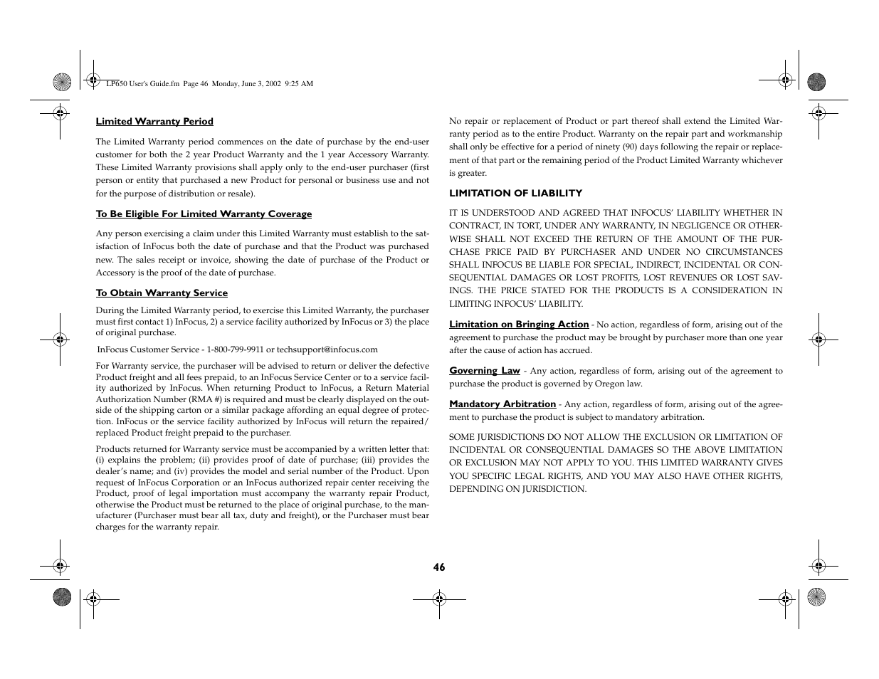 InFocus LP 650 User Manual | Page 47 / 47