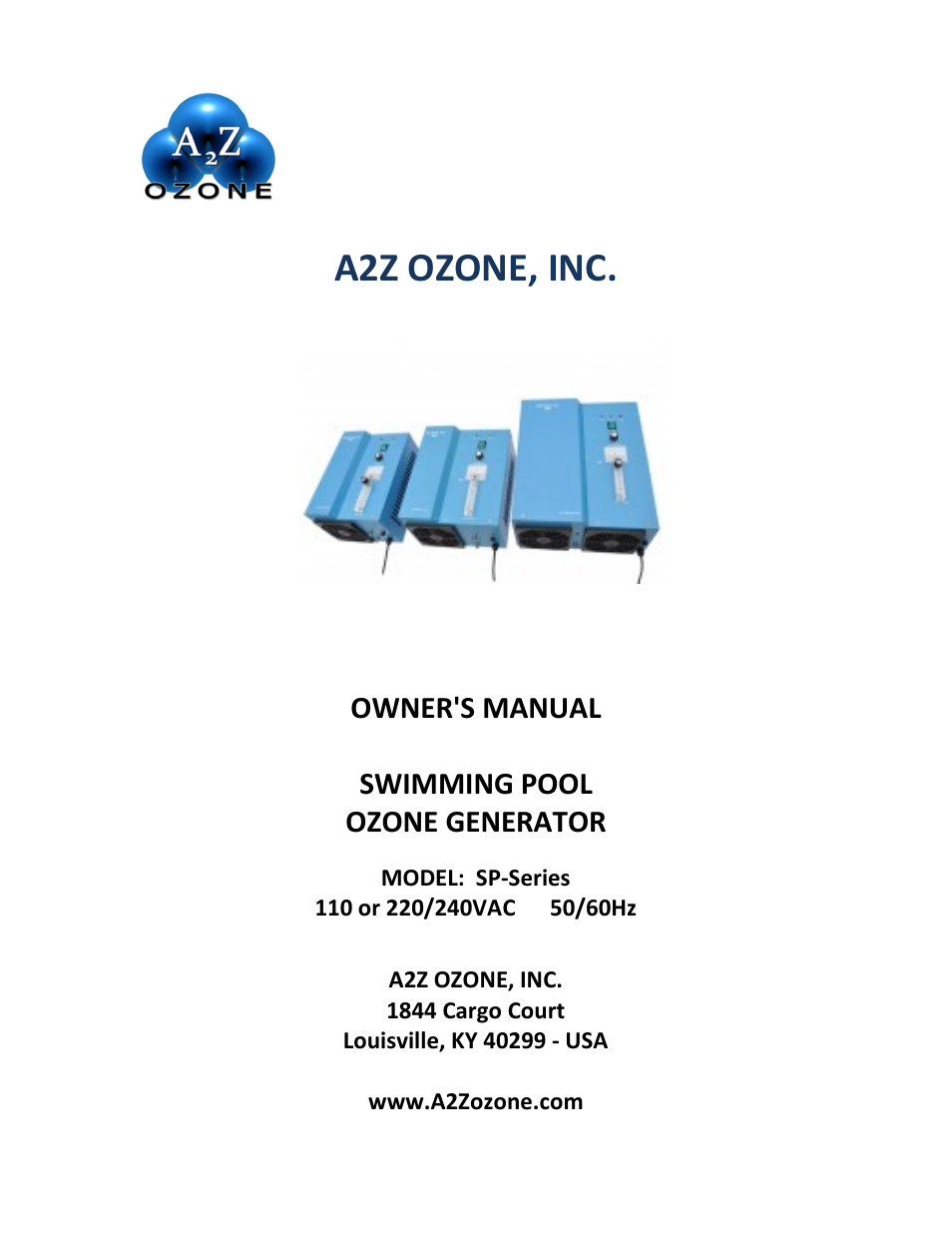 A2Z Ozone SP - Series User Manual | 20 pages