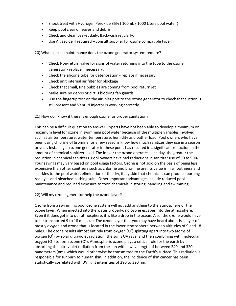 22) will my ozone generator help the ozone layer | A2Z Ozone SP - Series User Manual | Page 18 / 20
