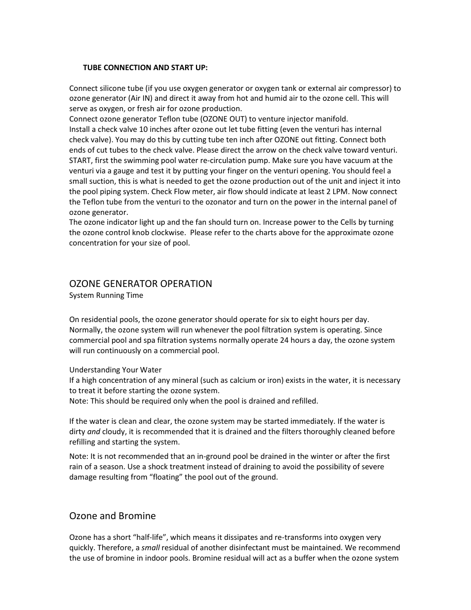 Ozone generator operation, Ozone and bromine | A2Z Ozone SP - Series User Manual | Page 8 / 20
