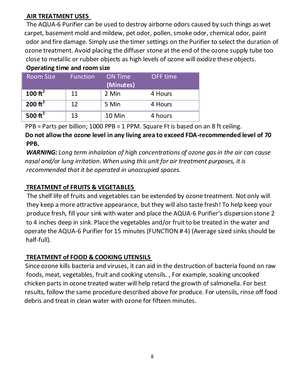 A2Z Ozone AQUA-6 User Manual | Page 8 / 14