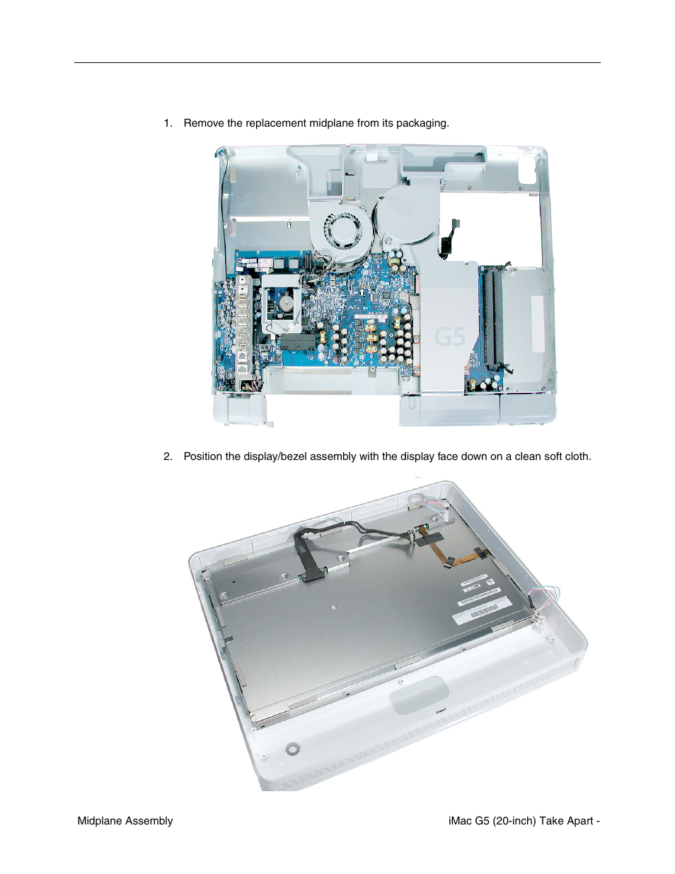 Replacing the midplane | Apple iMac G5, 20-inch User Manual | Page 133 / 314