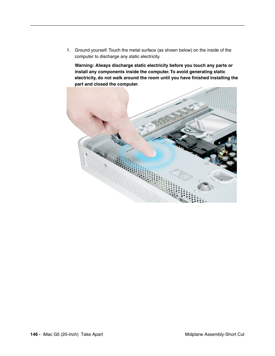 Removing the midplane assembly-short cut | Apple iMac G5, 20-inch User Manual | Page 148 / 314
