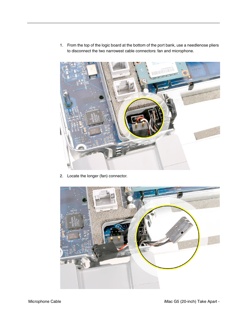 Removing the microphone cable | Apple iMac G5, 20-inch User Manual | Page 195 / 314