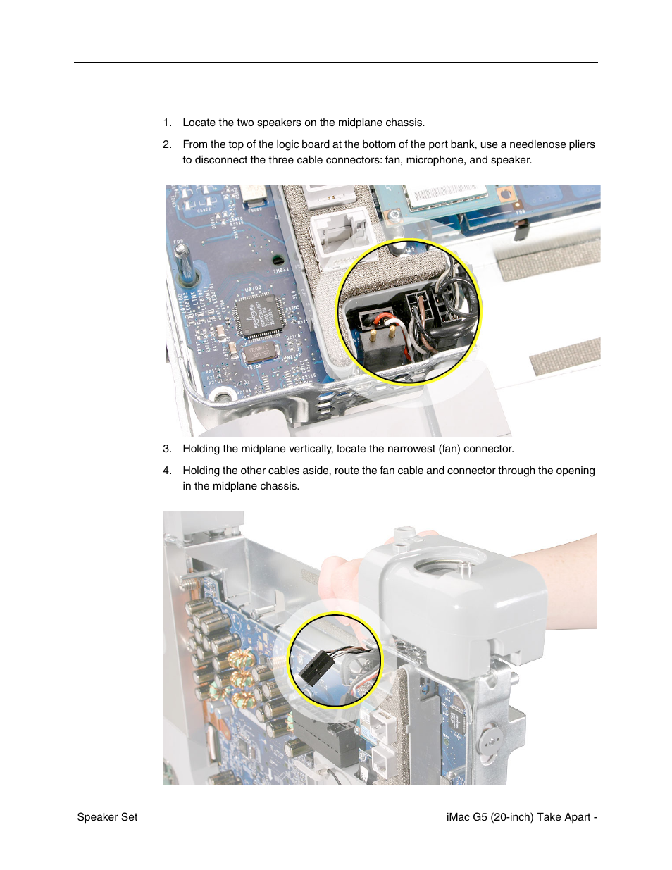 Removing the speaker set | Apple iMac G5, 20-inch User Manual | Page 201 / 314